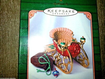 Hallmark Andenken 2001 WEIHNACHTSMANN Schlitten Set Mit 2 Weihnachten Ornamente