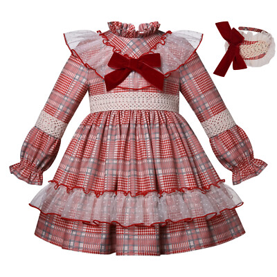 white christmas dresses Red Plaid Vintage Spanish Dress with Hat & Bloomers,12M to 12T. 12T main image 0