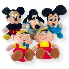 Lot of 5 Vintage Disney Plush Stuffed Animals Mickey Mouse Pinocchio Goofy