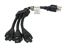 3-Outlet 14AWG Power Cord Splitter (1) NEMA 5-15P to (3) NEMA 5-15R Extension