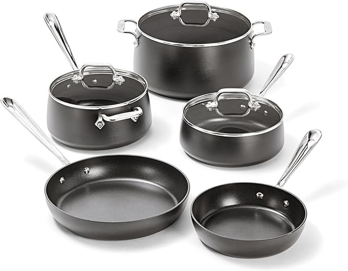 All-Clad Ha1 Hard Anodized Nonstick Pots And Pans Set Non Stick Cookware Sets, O