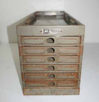 VTG 1950s Victor Kardex Index Card File Cabinet 6 Draw Metal Stackable 28lbs