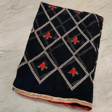Classic Indian Bridal Kashmiri Aari Zari Embroidery Dupatta Scarf Stole Hijab L"