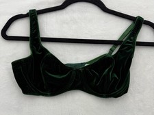 Vintage VICTORIA  S SECRET Green Velvet Unlined Underwire Bra 34C - Holiday 1996