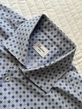 Stenstroms LS White  Blue Flowers Dress Shirt Size 16 1/2 42 Slim Line Mint 