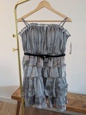 City Studios Juniors Strapless Belted Tier Silver 1314