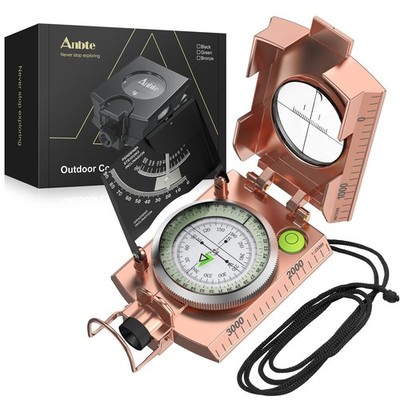 Purple Copper Hiking Compass, IP65 Waterproof Metal Compass with Sighting Cli...