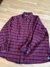 Cremieux Plaid Button Down Shirt Superior Quality Goods Red Blue Mens XXL Academ
