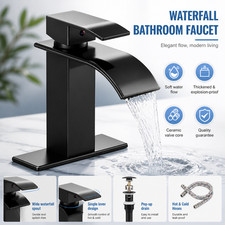 Waterfall Bathroom Sink Faucet Single Handle Hole Vanity Mixer Taps with Cover