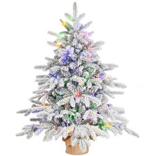 3FT Flocked LED Christmas Tree - Multi-Color  Warm White Lights for Cozy Decor