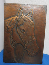 🌸Kupferrelief Pferde🌸Kupferbild Kupfer Wandbild Metall Treibarbeit Bild Pony