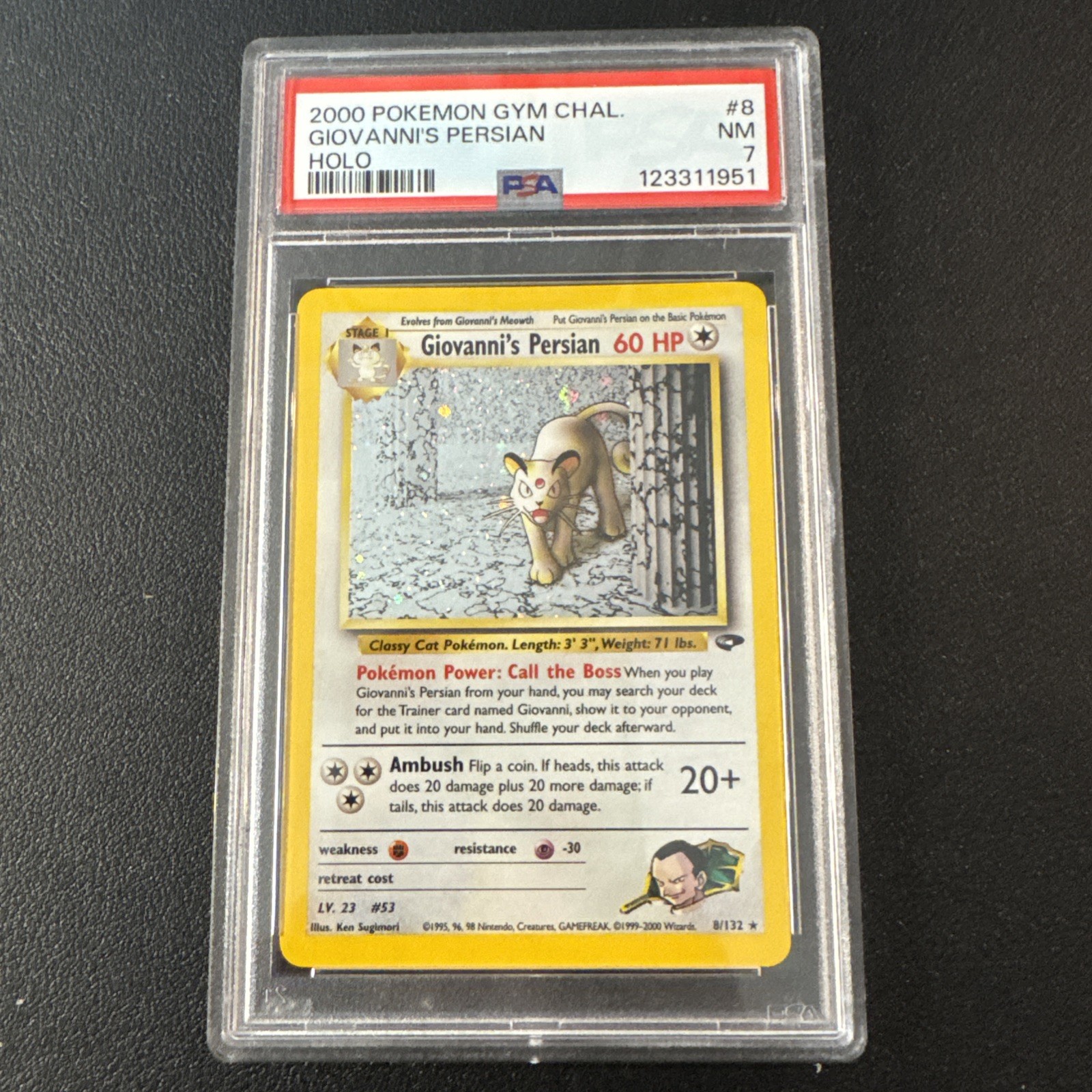 Giovanni's Persian 8/132 Pokemon Gym Challenge Holo Tarjeta Rara PSA 7 Ilimitado