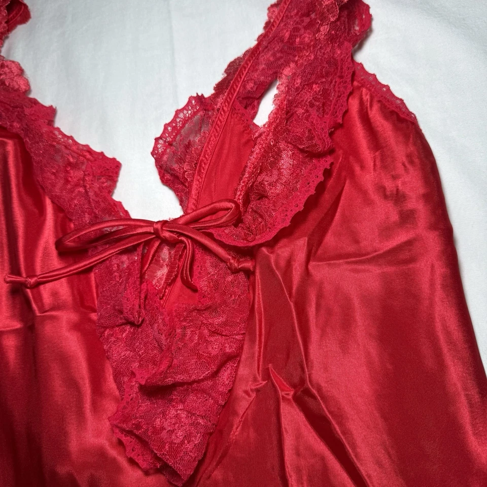 Lencería De Colección Delicada Rojo Floral Encaje Peluche Talla Grande Sexy Noche Foto 2 de 4