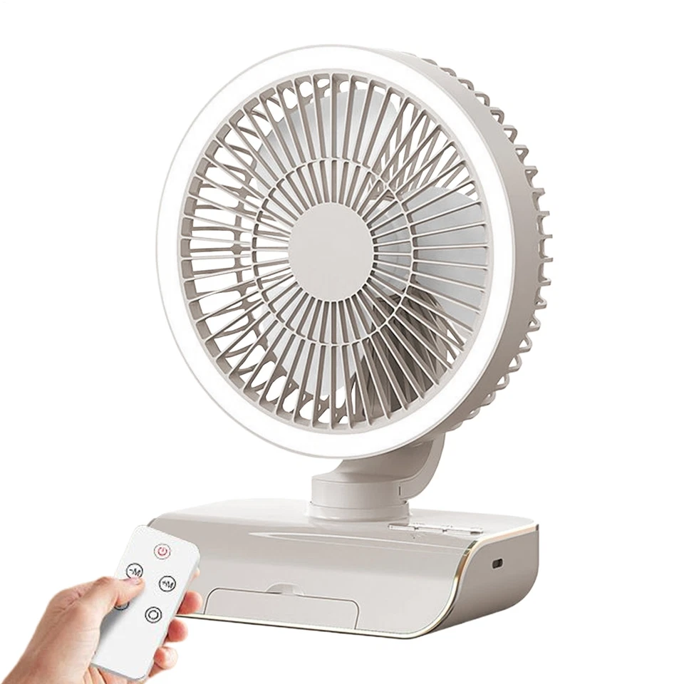 Ventilador de Mesa Oscilante 5 Velocidades Ventilador Personal Oscilante Control Remoto 2000mAh Foto 4 de 4