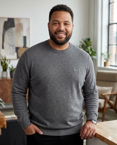Boss Men’s Crewneck Sweater - Charcoal 2XL lightweight knit soft business 1326