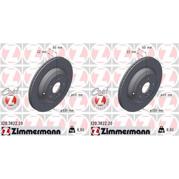 2X Zimmermann Bremsscheiben 330Mm Hinten Passend FüR Genesis G70 KIA Stinger | 3-image