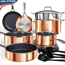 14-Piece Kitchen Cookware Set Nonstick Ceramic Induction Ready Enhanced Coating