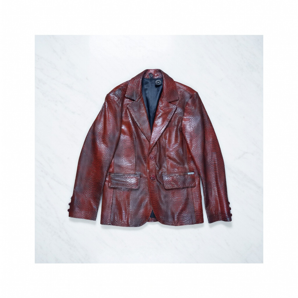 MR RIEGILLO Python Snakeskin Leather Blazer Jacke… - image 1