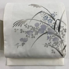 JAPANESE KIMONO BELT NAGOYA OBI WHITE PURE SILK EE3457
