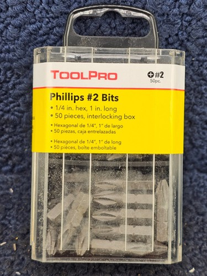#ad #ad 50 PIECES TOOLPRO TP60630: #2 Phillips Bit Tips With Interlocking Storage Box $23.11