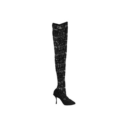 DOLCE & GABBANA Schuhe schwarz Taormina Spitze Socken Stiefel Pumps EU36,5/US...