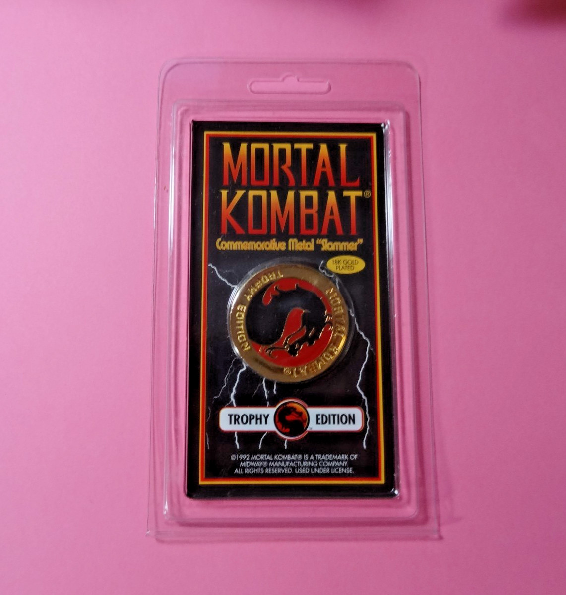 Pogs * 1990s * MORTAL KOMBAT * 18K Gold Plated  Commemorative Metal Slammer *