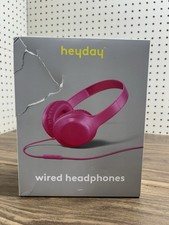 Heyday Wired Headphones Neon Pink Comfort Fit Microphone Remote