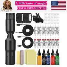 Tattoo Machine Kit Cordless 1300mAh Rechargeable Tattoo Power Supply Set with...