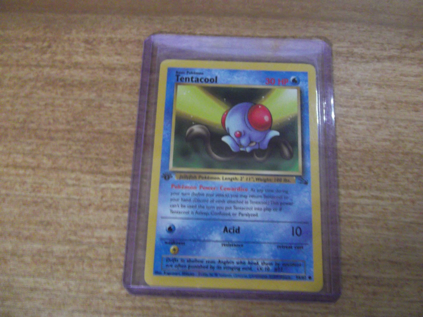 Pokemon Card TENTACOOL 1st Edition TCG Fossil Super Rare Non Holo 56/62 LP