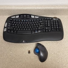 Logitech Wave K350 Wireless Ergonomic Keyboard Combo w/ Receiver  M570 Mouse