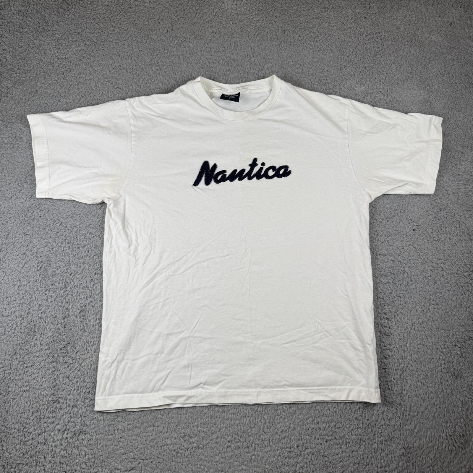 Vintage Nautica Jeans Co. Men's Large Shirt Embroidered White Y2K