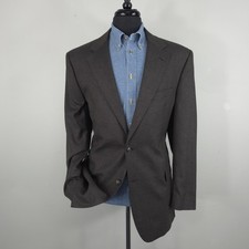 Jos A Bank Blazer Mens 44L Brown Check Wool Cashmere Houndstooth Sport Coat
