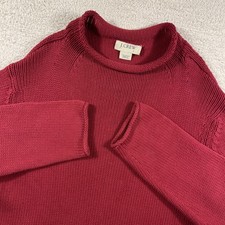 Vintage J Crew Rollneck Sweater Mens Large Red Cotton Knit Y2K 90's Oarsman