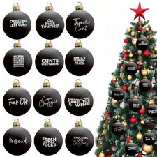 Sweary Bauble Bundle - 12Pack, 2025 Fun Christmas Ornament Xmas Ball-Ornaments
