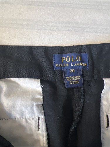 Polo Ralph Lauren Boys Chino Pants Size 20 Black Flat Front Cotton Preppy Casual - Picture 6 of 10