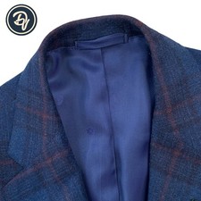 Mint 40 R Sartoria Partenopea Napoli Royal Navy Flannel Weight Over Check Plaid