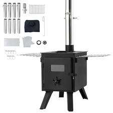 Poêle à bois portable tente camping barbecue extérieur 86 po avec tuyaux