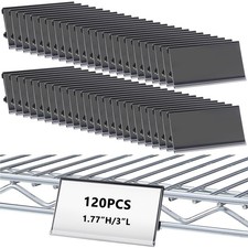 120 Pcs Wire Shelf Label Holders Compatible with Metro 1-1/4" Shelves, 3x1.25...
