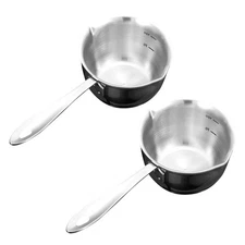 2 Pcs Deep Mouth Hot Oil Pan Mini Butter Melting Pot Dispenser Stainless Steel
