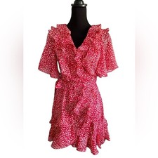 Angel Biba red and white ruffle flounce dress, Small, Sexy Date Night, Wedding