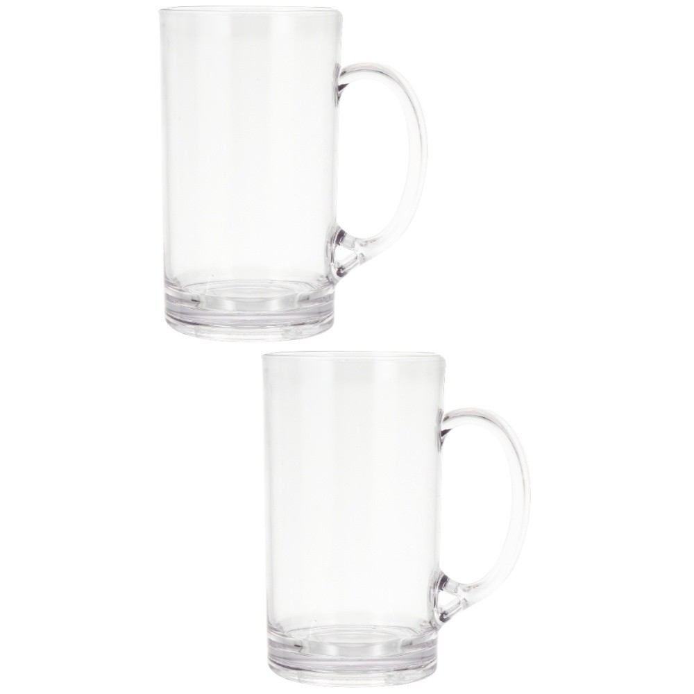 2 Count Transparent Beer Mug Glass Water Cup Beverage Drinking Clear Mugs