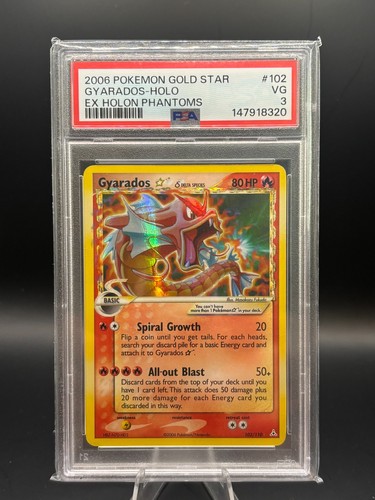 2006 POKEMON EX HOLON PHANTOMS GOLD STAR #102 GYARADOS-HOLO PSA 3