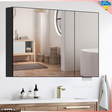 Bathroom Mirror Cabinet Wall Mount Storage Organizer w/ Door, Shelves, Aluminum
