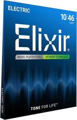 Elixir Strings 19052 Coated Nickel Electric Guitar Strings, Light (.010-.046)