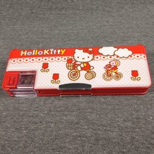 Sanrio Hello Kitty Pencil Case Double Sided W/ Sharpeners 2015 Used Has Marks