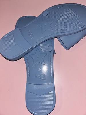 Dior woman Gray Leather Logo Slide Sandals Slip-On Casual US 7.5