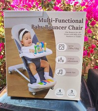 Multi-Functional Baby Bouncer Chair Portable Adjustable Music Gray/White