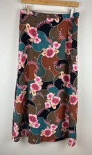 Vintage Sag Harbor Skirt Womens M Sz 10 Floral Maxi Retro Look Brown Pink Teal