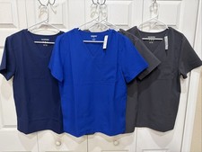 Lot of 4 Unisex Scrubstar V-neck Scrub Tops Size Small NWT Blue  Gray