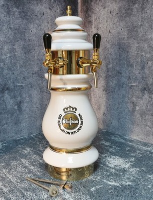 Vintage Warsteiner Ceramic Draft Beer Tower 2 Faucets Beer Pump Сolumn